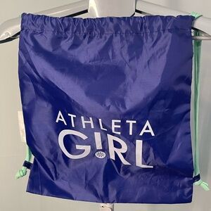 Athleta Girl blue Drawstring Backpack Gym Bag Blue White‎